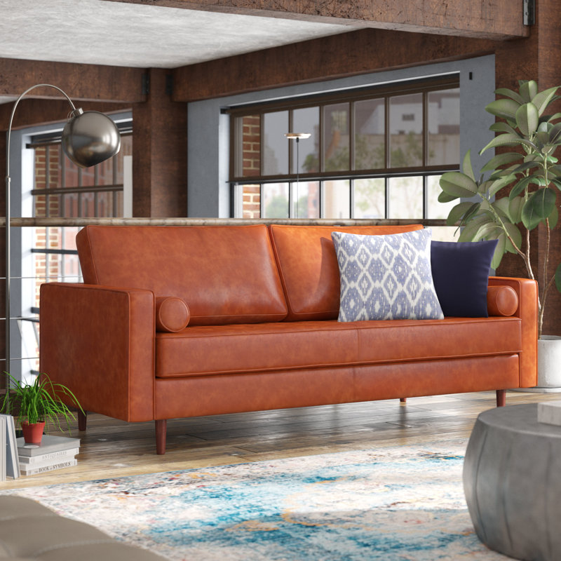 Trent Austin Design Bombay Leather 88" Square Arms Sofa & Reviews Wayfair
